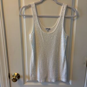 Express White Sparkle Tank Top Size Medium